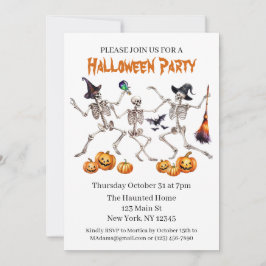 ハローウィンパーティ踊り骨格招待状 招待状