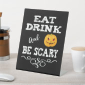 ハローウィンパーティ食べドリンク&ベスホラーパンプキン顔 台座サイン (インサイチュ)
