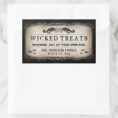 ハローウィンパーティ食品またはドリンクブラック&ブラウンラベル 長方形シール (バッグ)