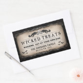 ハローウィンパーティ食品またはドリンクブラック&ブラウンラベル 長方形シール (封筒)