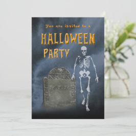 ハローウィンパーティ骨格と古代の墓石 招待状