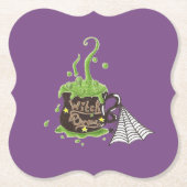 ハローウィンパーティ魔女の醸造パープル紙コースター ペーパーコースター (正面)