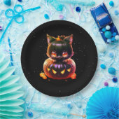 ハローウィンパーティ黒猫カボチャ怖い ペーパープレート (パーティー)
