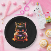 ハローウィンパーティ黒猫カボチャ怖い ペーパープレート (パーティー)