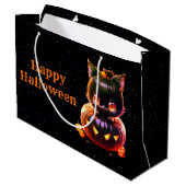 ハローウィンパーティ黒猫カボチャ怖い ラージペーパーバッグ (裏面アングル)