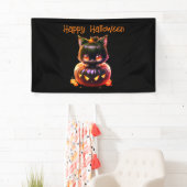ハローウィンパーティ黒猫カボチャ怖い 横断幕 (インサイチュ)