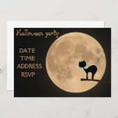 ハローウィンパーティ黒猫フルムーン 招待状 (正面/裏面)