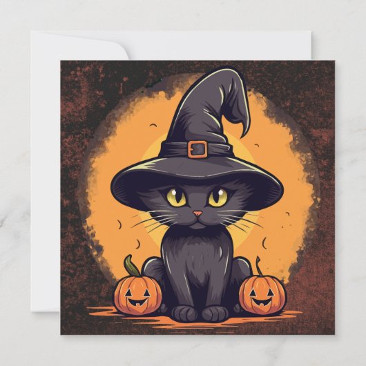 ハローウィンパーティ黒猫 招待状 (裏面)