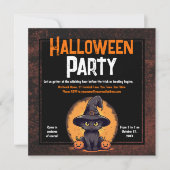 ハローウィンパーティ黒猫 招待状 (正面)