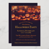 ハローウィンパーティ（かぼちゃ提灯、ろうそく） 招待状 (正面/裏面)