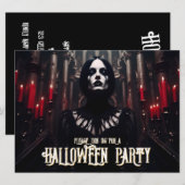ハローウィンパーティ – ゴシック招待状 (正面/裏面)