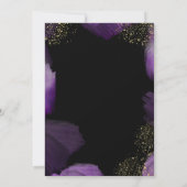 ハローウィンパーティ | スカルパープル金ゴールドグリッター 不気味 招待状 (裏面)