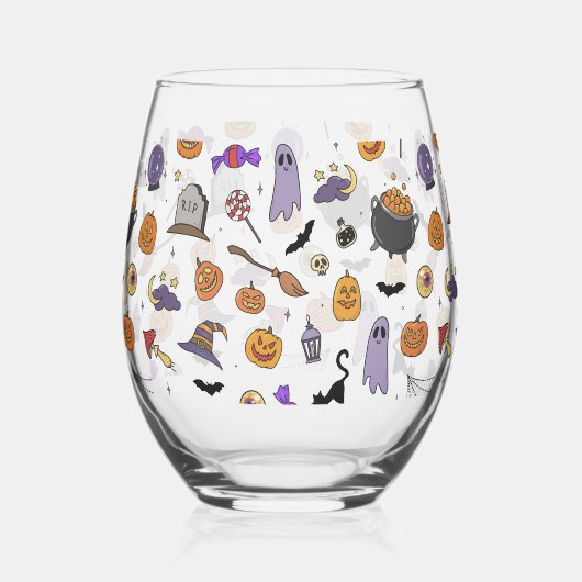 ハローウィンパーティ ステムなしワイングラス (正面)