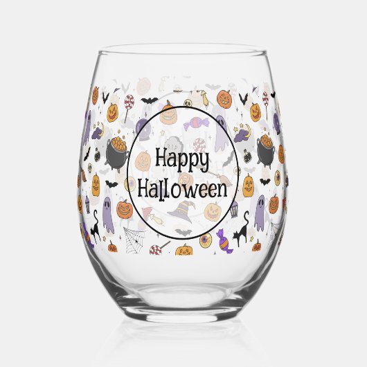 ハローウィンパーティ ステムなしワイングラス (正面)