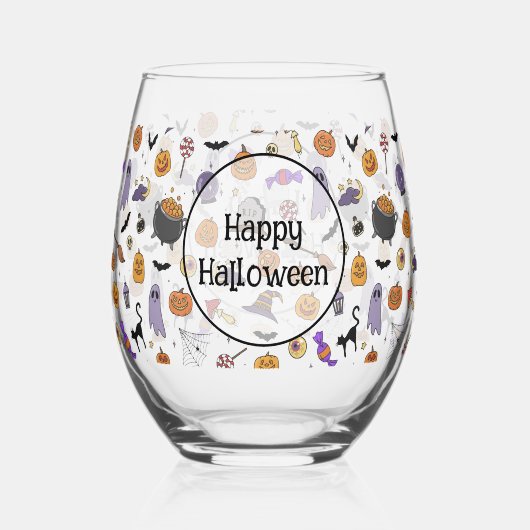 ハローウィンパーティ ステムなしワイングラス (裏面)
