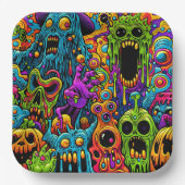 ハローウィンパーティ | ゾンビとモンスター ペーパープレート (正面)