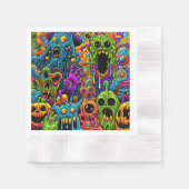 ハローウィンパーティ | ゾンビとモンスター 縁ありカクテルナプキン (正面)