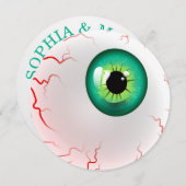 ハローウィンパーティ!パーソナライズされた不気味眼球 招待状 (正面/裏面)