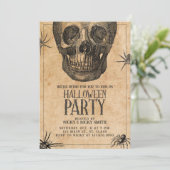 ハローウィンパーティ、ヴィンテージスカル、衣装パーティー 招待状 (スタンド正面)