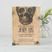 ハローウィンパーティ、ヴィンテージスカル、衣装パーティー 招待状 (スタンド正面)