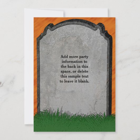 ハローウィンパーティ|墓石の十字スカル 招待状 (裏面)