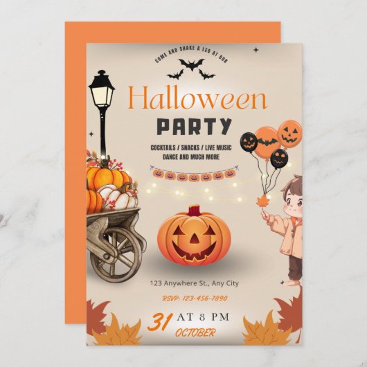 ハローウィンパーティ 招待状 (正面/裏面)