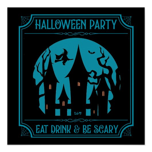 ハローウィンパーティ、飲食べみ物、怖いハロウィン ポスター (正面)