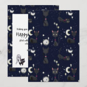 ハローウィン猫の夜はがき 招待状 (正面/裏面)