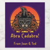 ハローウィーンキャットインウィッチハットアブラカダブラヴィンテージ ワインラベル (シングルラベル)