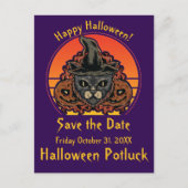 ハローウィーンキャットインウィッチハットアブラカダブラヴィンテージ 案内ポストカード (正面)