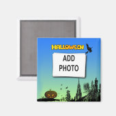 ハローウィーンダスクとウィッチ写真フレームの追加 マグネット (正面/裏面)