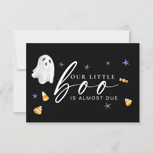 ハローウィーンブラック用のベビーシャワーブック 招待状 (裏面)