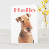 ハローエアデールワンピードッググリーティングカード-詩 カード (黄色い花)