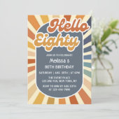 ハローエイティレトロサングルービーウェーブ80誕生日 招待状 (スタンド正面)