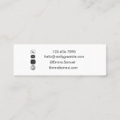 ハローエレガントク書ミニマル道ターコイズティール(緑がかった色) スキニー名刺 (裏面)