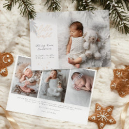 ハローエレガントベビー写真モダン書道誕生 箔招待状