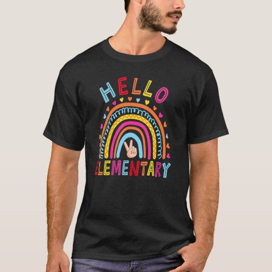 ハローエレメンタル新学期かわいいレインボーチーム Tシャツ (正面)