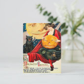 ハローエン魔女かぼちゃ黒猫ヴィンテージ葉書 シーズンポストカード (スタンド正面)