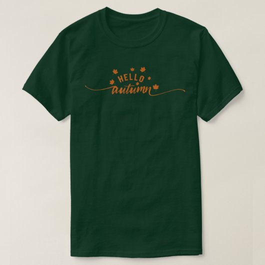 ハローオータムイエロー葉の美しい Tシャツ (デザイン正面)
