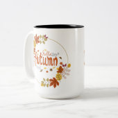 ハローオータムウィズリーフデザイン ツートーンマグカップ (正面左)