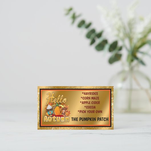 ハローオータムカスタマイズ文字とカラー 名刺 (スタンド正面)