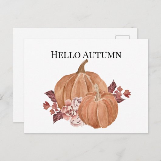 ハローオータムカボチャの水彩 ポストカード (正面/裏面)