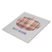 ハローオータムカボチャタータンチェック水の色グレーオレンジ タイル (側面)