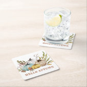 ハローオータムカラーカボチャ スクエアペーパーコースター (インサイチュ)