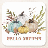 ハローオータムカラーカボチャ スクエアペーパーコースター (正面)