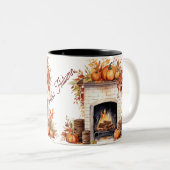 ハローオータムコーヒーマグ、秋マグ、ヴィンテージ秋 ツートーンマグカップ (正面右)