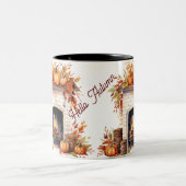 ハローオータムコーヒーマグ、秋マグ、ヴィンテージ秋 ツートーンマグカップ (中央)