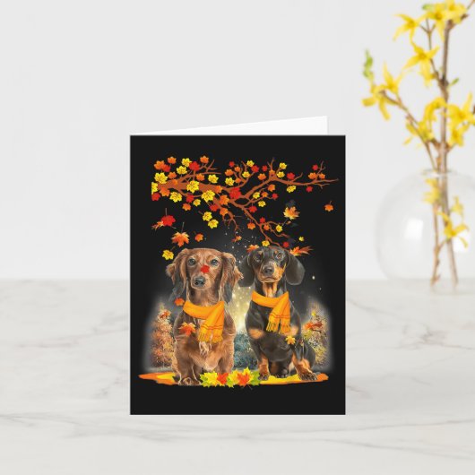 ハローオータムシーズンハッピーサンクスギビングダックスシュントF カード (黄色い花)