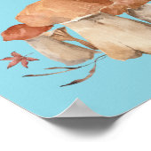 ハローオータムドライリーフマッシュルームの水色 ポスター (角)