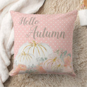 ハローオータムピーチパンプキン水玉模様枕 クッション (ブランケット)